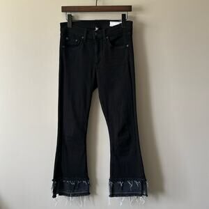 RAG & BONE DOUBLE HEM CROP FLARE JEANS SIZE 27 BLACK & CHARCOAL